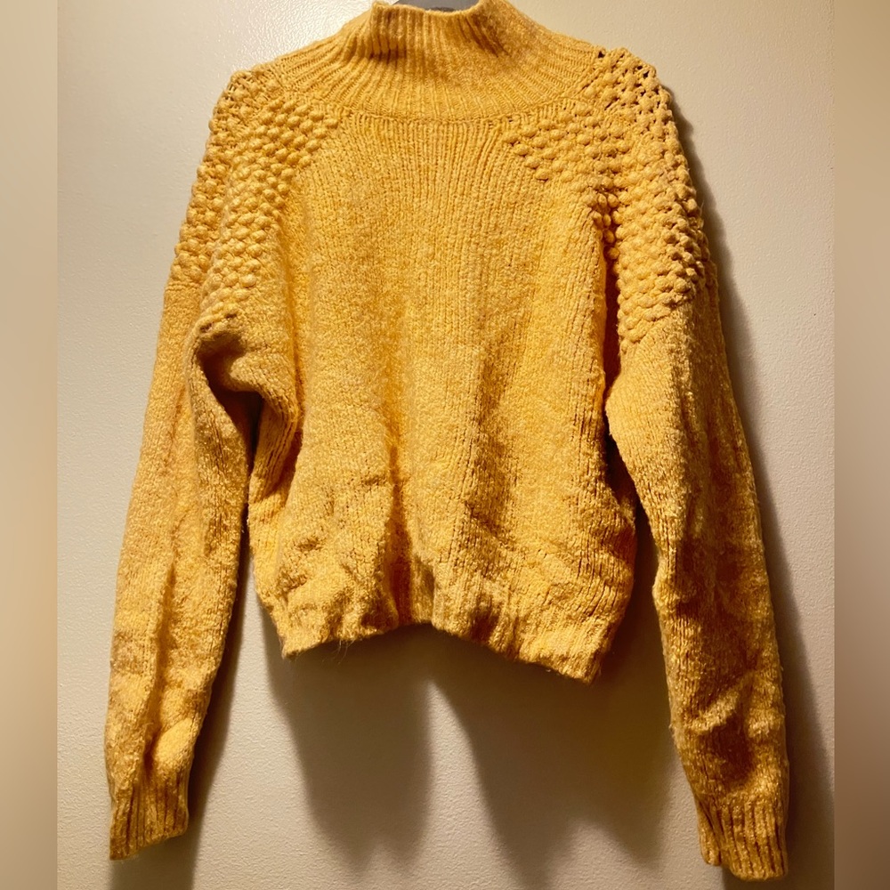 Free People Mustard Knit Turtleneck Sweater
